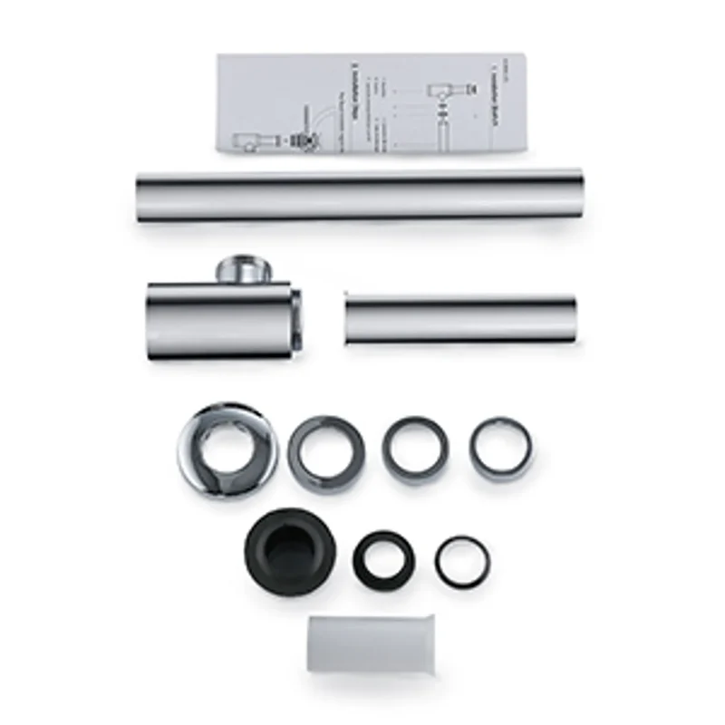 Siphon Pop Up Ablaufgarnitur mit Überlauf Universal Röhrensiphon Set für Waschbecken Waschtisch Bad Geruchsverschluss Stöpsel Abfluss Garnitur Chrom