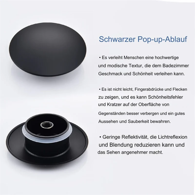 Homelody Edelstahl Badarmatur Schwarz Waschbecken hohe Mischbatterien 360° Schwenkbar Waschtischarmatur mit 1 1/4 Zoll Messing Ventil Ablauf