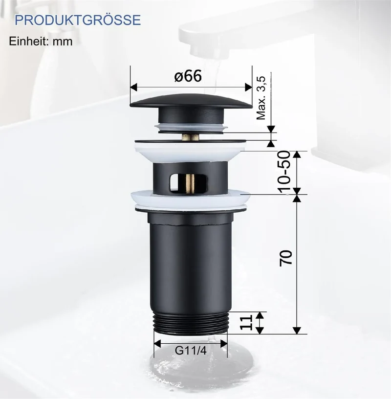 Homelody Edelstahl Badarmatur Schwarz Waschbecken hohe Mischbatterien 360° Schwenkbar Waschtischarmatur mit 1 1/4 Zoll Messing Ventil Ablauf