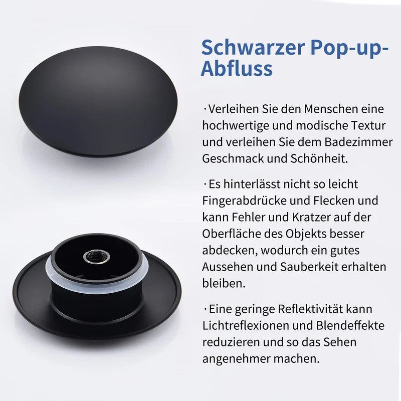 Homelody Wasserhahn Bad Schwarz 304 Edelstahl+Ablaufgarnitur 1 1/4 Zoll Messing Ventil Ablauf,Waschtischarmatur Waschbecken Armatur Mischbatterie Hoch