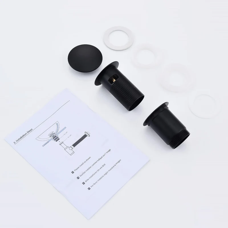 Homelody Wasserhahn Bad Schwarz 304 Edelstahl+Ablaufgarnitur 1 1/4 Zoll Messing Ventil Ablauf,Waschtischarmatur Waschbecken Armatur Mischbatterie Hoch