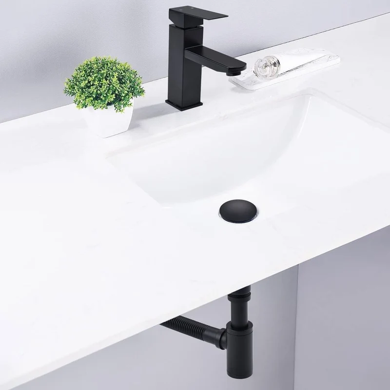 Waschtischarmatur mit Pop-Up Ablaufventil und Universal Siphon, mit Ablaufgarnitu