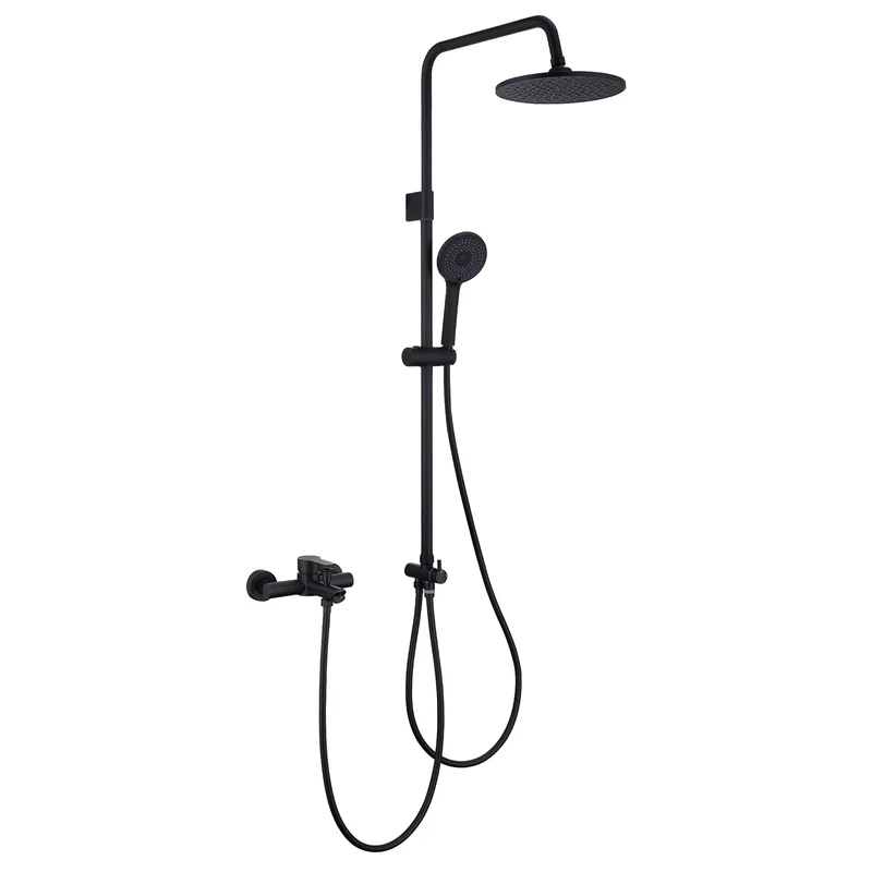 Homelody Duschsystem Regendusche Schwarz ohne Bohren mit 4-Funktionen Handbrause