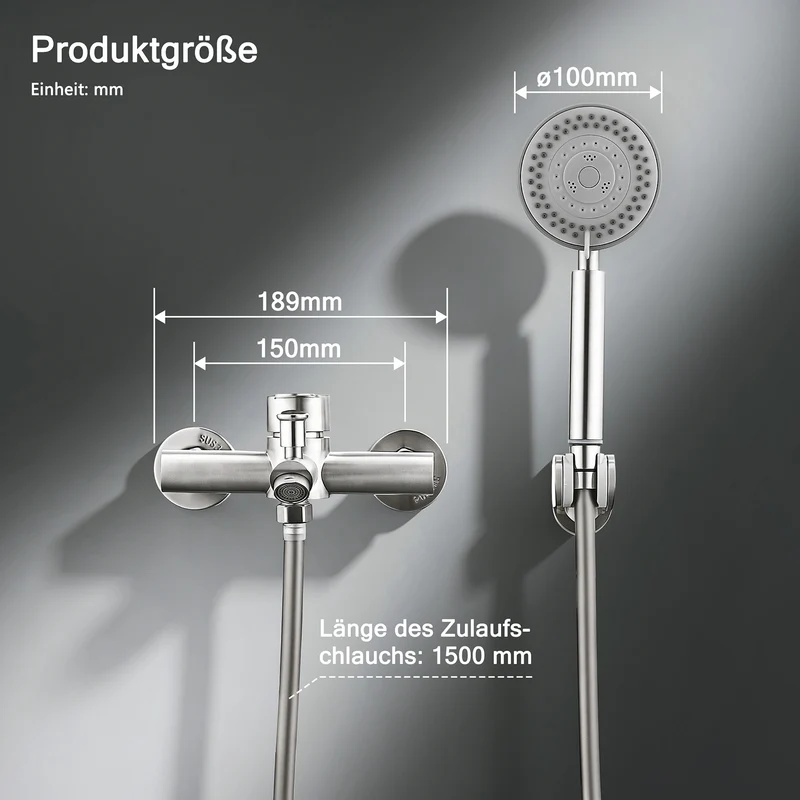 Homelody Badewannenarmatur mit Handbrause, Mischbatterie Badewanne Wandmontage, 2 Ausgänge Einhebelmischer Duscharmatur mit Wanneneinlauf, Gebürstete