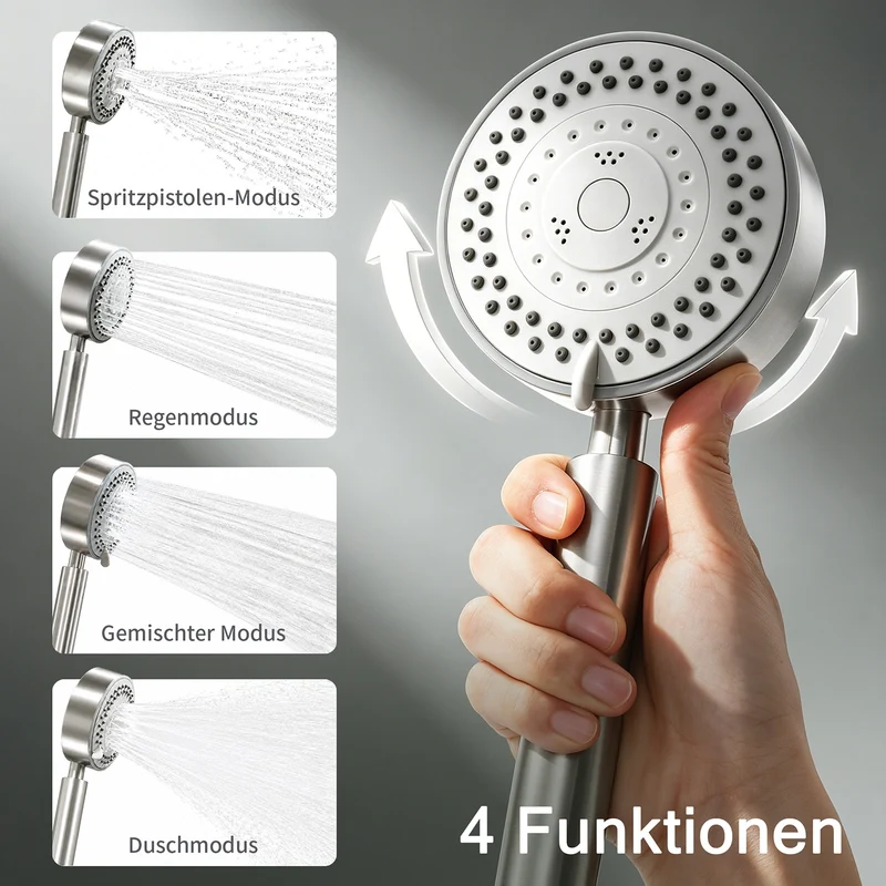 Homelody Badewannenarmatur mit Handbrause, Mischbatterie Badewanne Wandmontage, 2 Ausgänge Einhebelmischer Duscharmatur mit Wanneneinlauf, Gebürstete