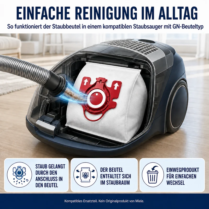 Geeignet für Staubsaugerbeutel-Sets der Miele GN-Serie, kompatibel mit den Serien Complete C1/C2/C3 und Classic C1 S