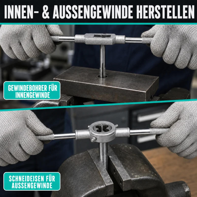 20-teiliges Gewindebohrer- und Gewindeschneider-Set, M3–M10, metrisches Gewindereparatur-Set