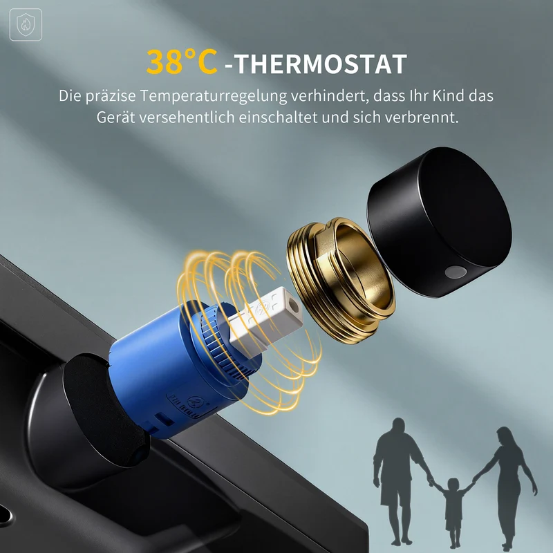 Homelody Duschsystem mit Thermostat und Glasablage in Chrom,Brausegarnitur