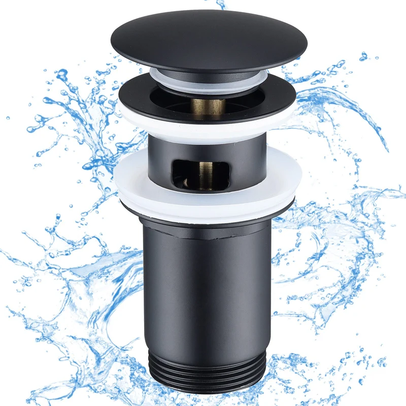 Homelody Waschtischarmatur Wasserfall Badarmatur Wasserhahn Badezimmer Armatur + mit Pop Up Ablaufgarnitur mit Überlauf Waschbecken Armatur, Schwarz
