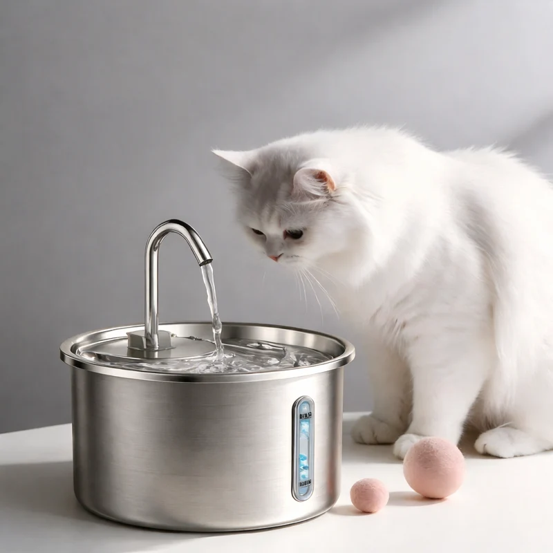 Homelody Trinkbrunnen Katzenbrunnen Edelstahl 3L, Trinkbrunnen für Katzen mit Filter