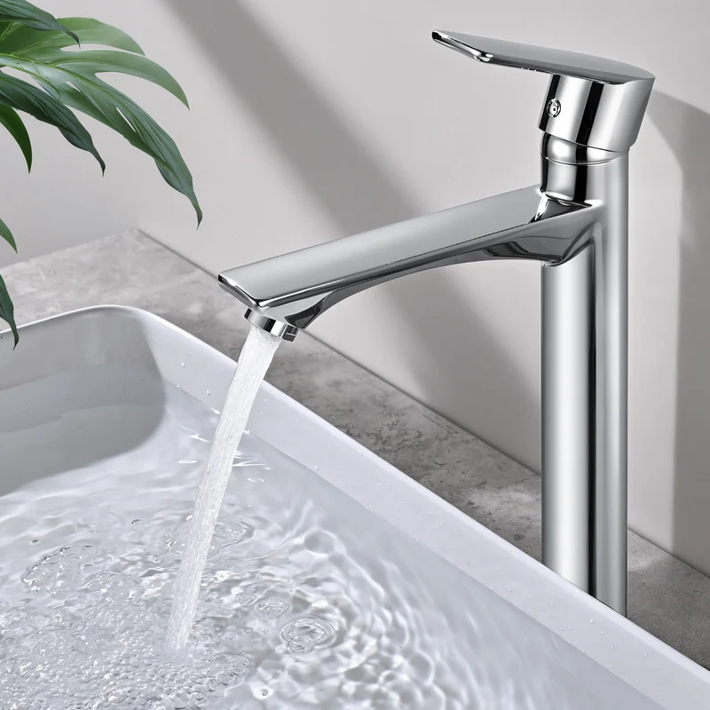 Homelody Waschtischarmatur Einhebelmischer Bad Wasserhahn Mischbatterie Armatur Waschbecken, Keramikkartusche, Perlator, 3/8 Anschluss, Chrom