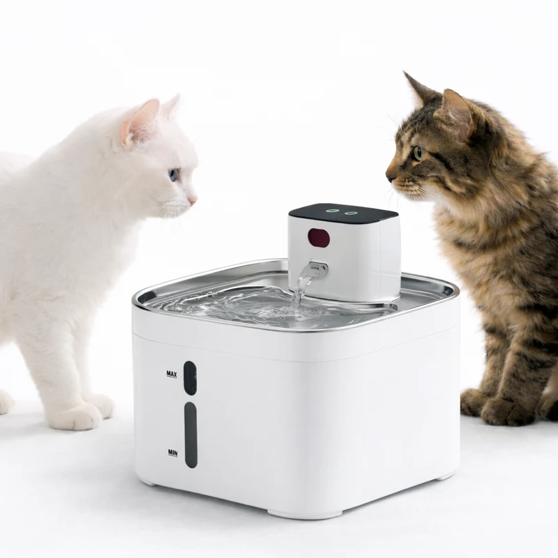 Homelody Trinkbrunnen Katzen Trinkbrunnen 4,2L mit 304 Edelstahl, kabellos, Akku, 3 Wassermodi