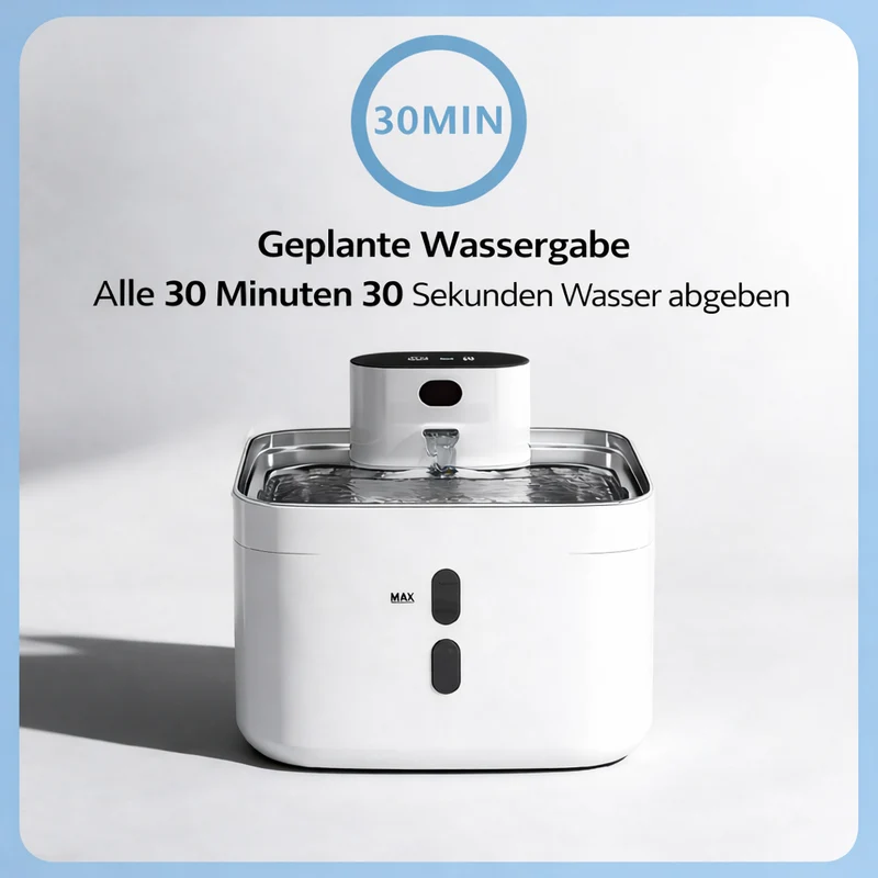 Homelody Trinkbrunnen Katzen Trinkbrunnen 4,2L mit 304 Edelstahl, kabellos, Akku, 3 Wassermodi