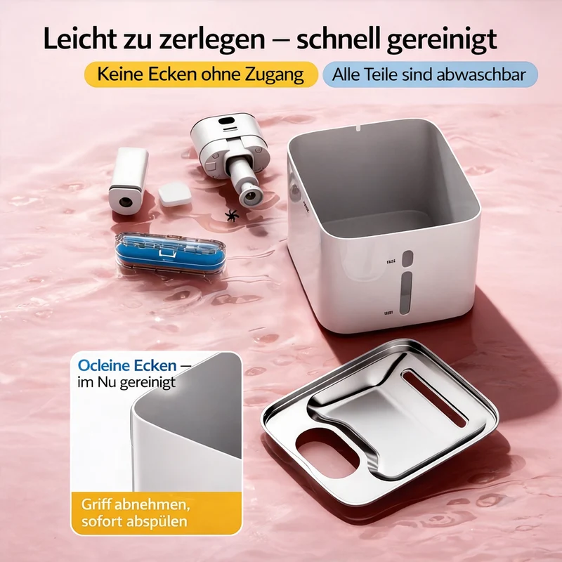 Homelody Trinkbrunnen Katzen Trinkbrunnen 4,2L mit 304 Edelstahl, kabellos, Akku, 3 Wassermodi