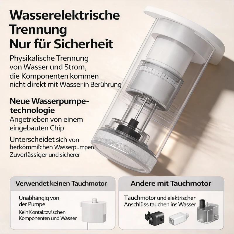 Homelody Trinkbrunnen Katzen Trinkbrunnen 4,2L mit 304 Edelstahl, kabellos, Akku, 3 Wassermodi
