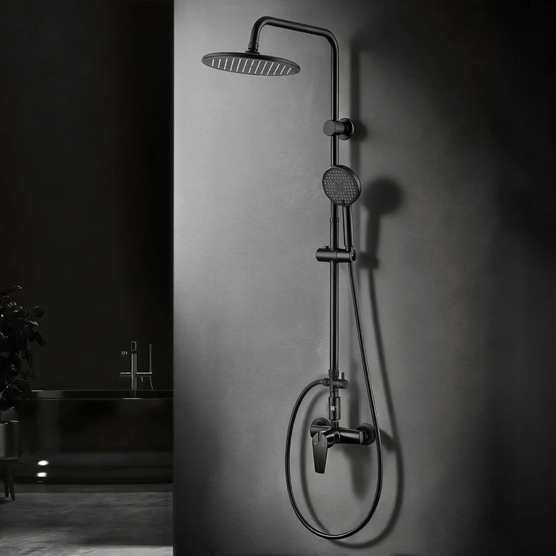 Homelody Duschsystem Regendusche 10 Zoll LED Temperaturanzeige 2 Funktionen, 3 Strahlarten, höhenverstellbar, kein zweites Bohren