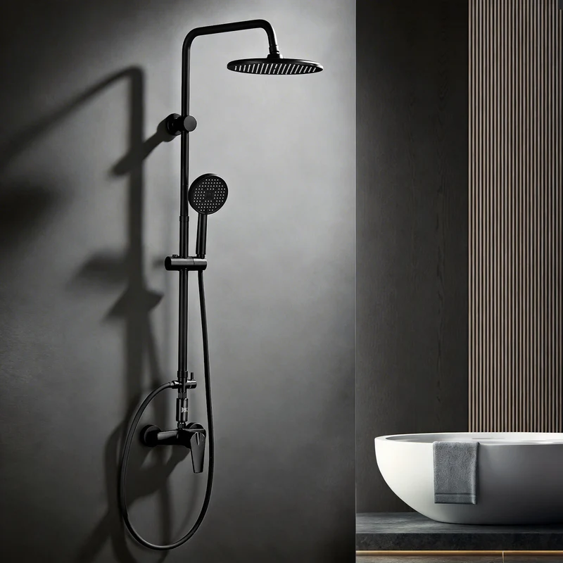 Homelody Duschsystem Regendusche 10 Zoll LED Temperaturanzeige 2 Funktionen, 3 Strahlarten, höhenverstellbar, kein zweites Bohren