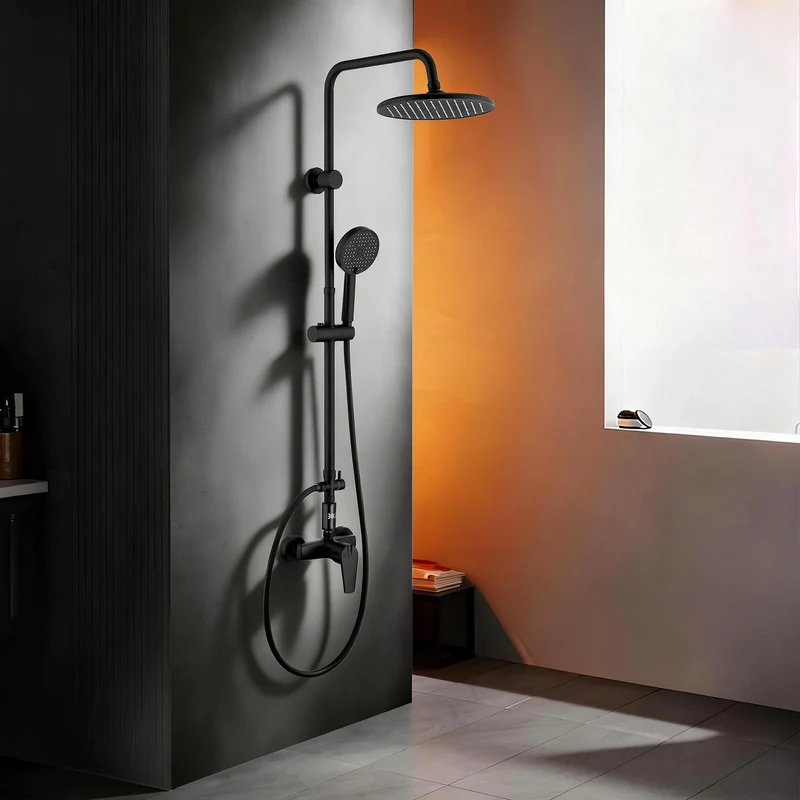 Homelody Duschsystem Regendusche 10 Zoll LED Temperaturanzeige 2 Funktionen, 3 Strahlarten, höhenverstellbar, kein zweites Bohren