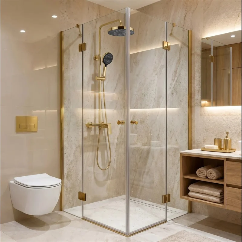 Duschgarnitur Vision – Gold mit Regendusche