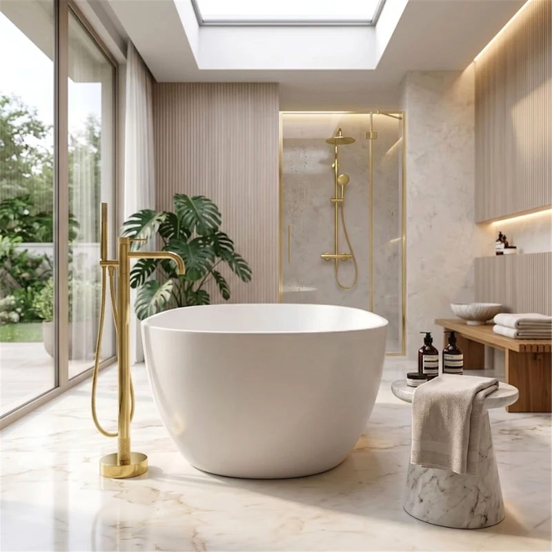 Freistehende Badewannenarmatur Venti – Gold