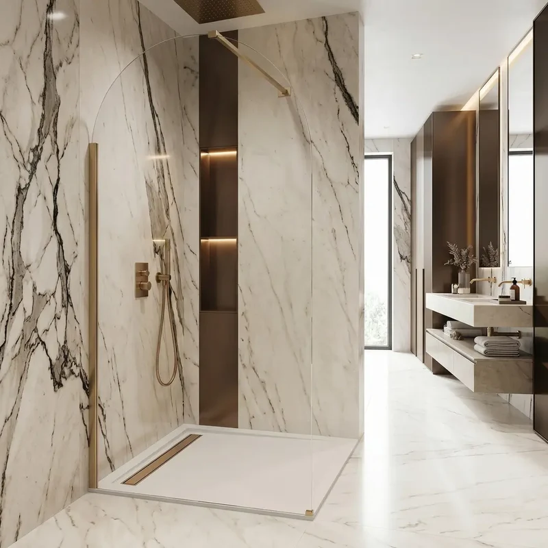 Walk-In Duschwand Heaven Gold Matt 90-120 cm