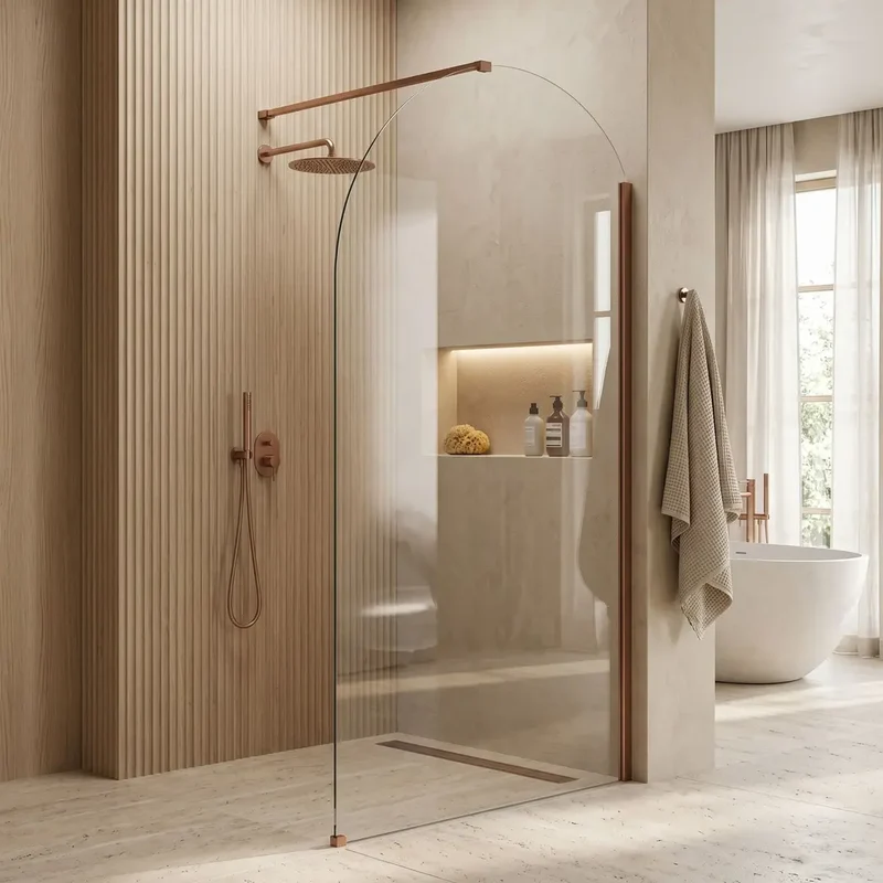 Walk-In Duschwand Heaven Kupfer Matt 90-120 cm