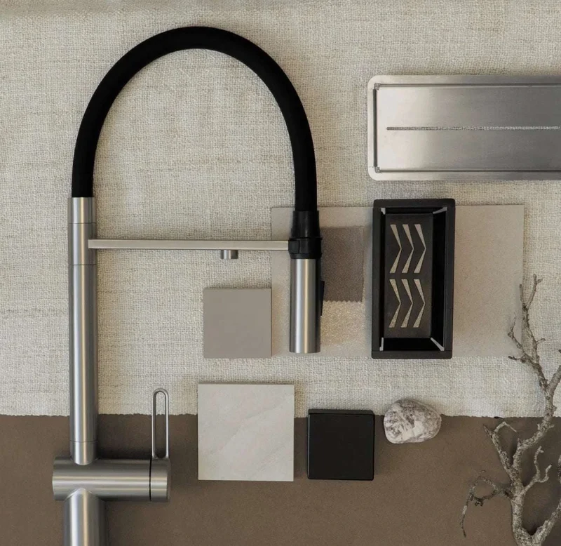 DEANTE Magnetic Küchenarmatur mit flexiblem Auslauf und Wasserfilteranschluss // gebürsteter Stahl // BRM-F75M