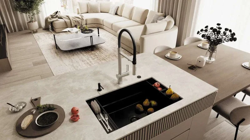 DEANTE Magnetic Küchenarmatur mit flexiblem Auslauf und Wasserfilteranschluss // gebürsteter Stahl // BRM-F75M