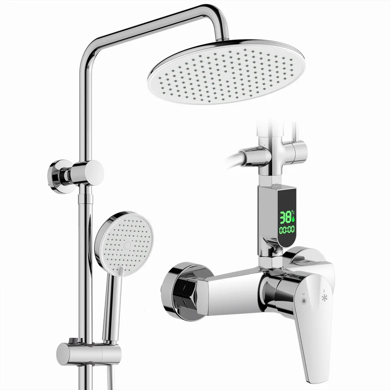 Homelody Duschsystem mit LED-Display, 10-Zoll Regendusche Chrom