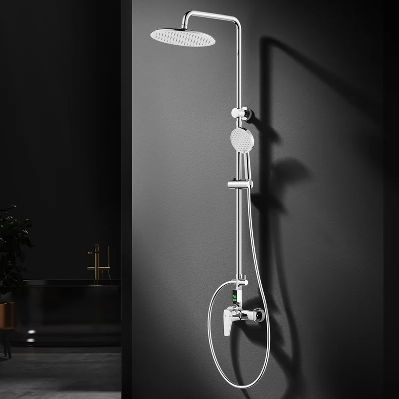 Homelody Duschsystem mit LED-Display, 10-Zoll Regendusche Chrom