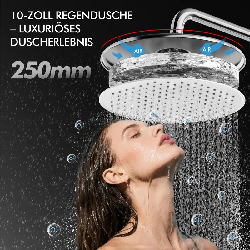 Homelody Duschsystem mit LED-Display, 10-Zoll Regendusche Chrom