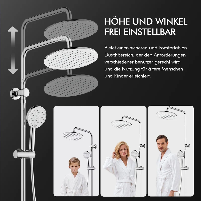 Homelody Duschsystem mit LED-Display, 10-Zoll Regendusche Chrom