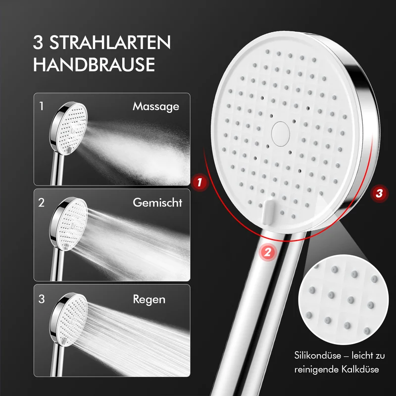 Homelody Duschsystem mit LED-Display, 10-Zoll Regendusche Chrom