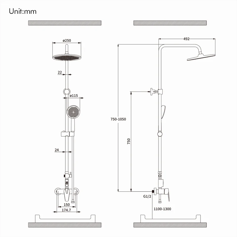 Homelody Duschsystem mit LED-Display, 10-Zoll Regendusche Chrom