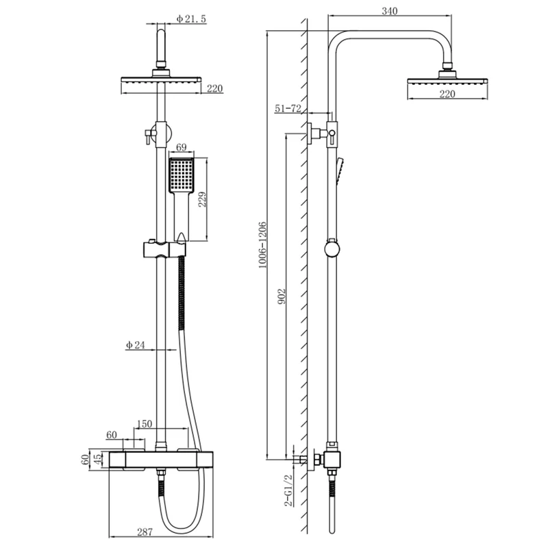 HOMELODY Thermostat Duschsystem mit Armatur inkl.Sicherheitssperre bei 38°C