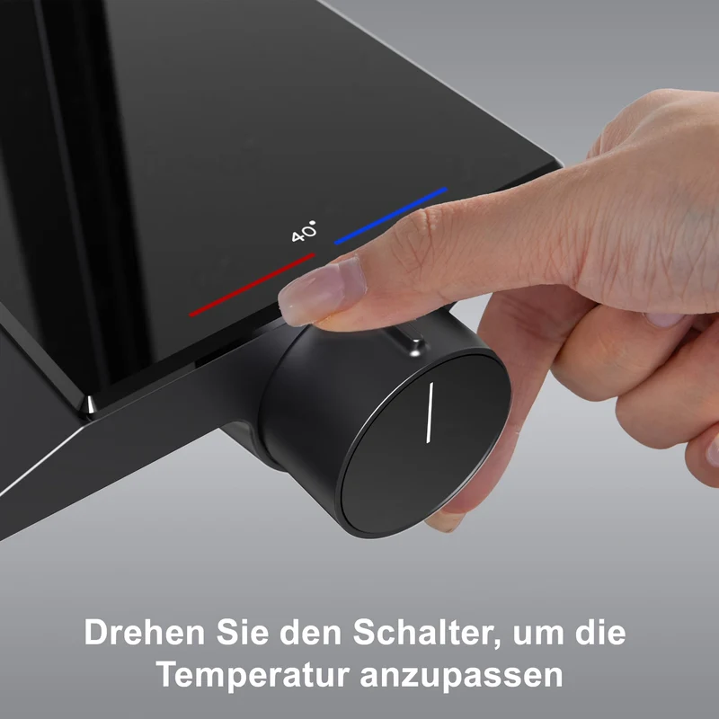 Homelody Duschsystem mit Thermostat und Ablage Duschsäule mit Regendusche und Duscharmatur, 3 Strahlart, 30cm Kopfbraus,Schwarz
