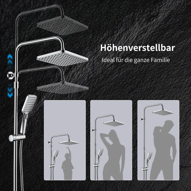 HOMELODY Duschsystem ohne Armatur mit Klavierschaltern, Duscharmatur Komplettset, Regenwalddusche Höhenverstellbar Duschstange