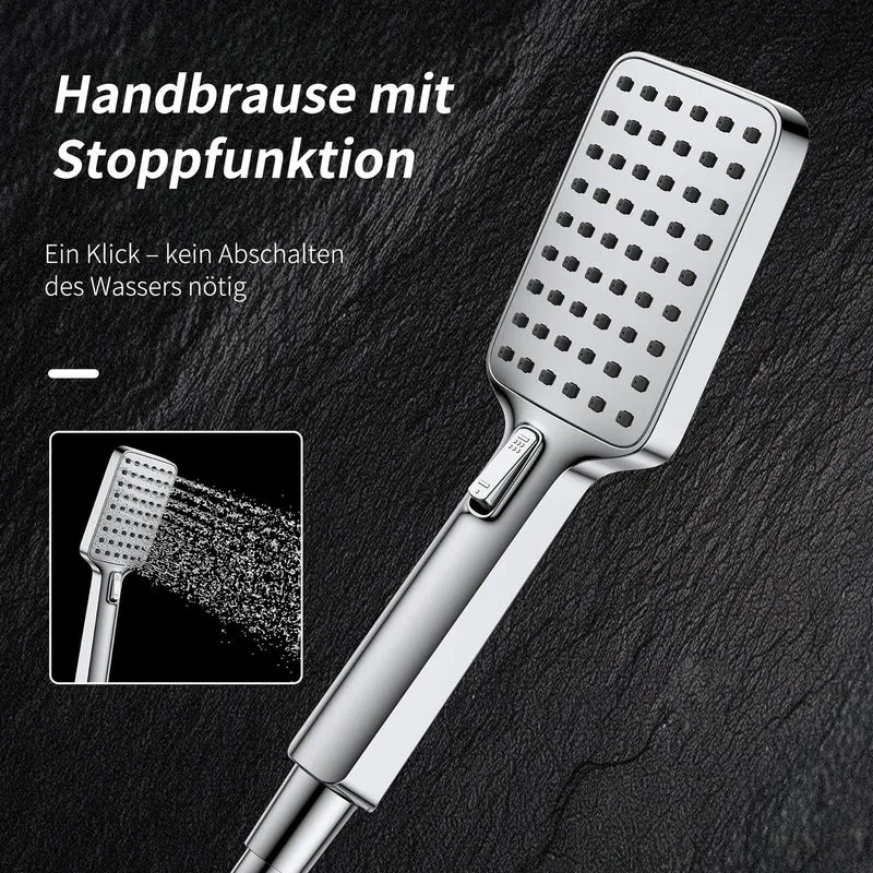 HOMELODY Duschsystem ohne Armatur mit Klavierschaltern, Duscharmatur Komplettset, Regenwalddusche Höhenverstellbar Duschstange