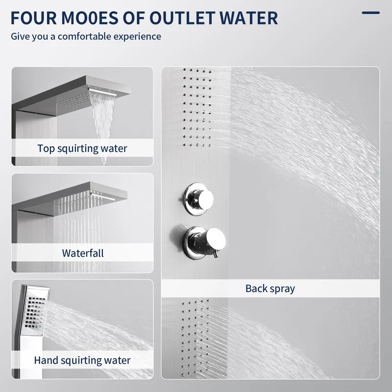 HOMELODY Duschpaneel, 4-Funktion Duscharmatur Komplettset mit Duscharmatur