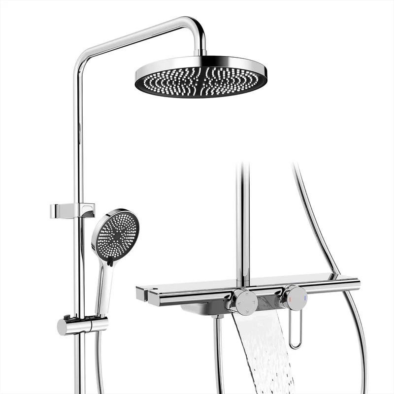 Homelody Duschsystem Chrom, Dusche Komplett mit Lagerregal