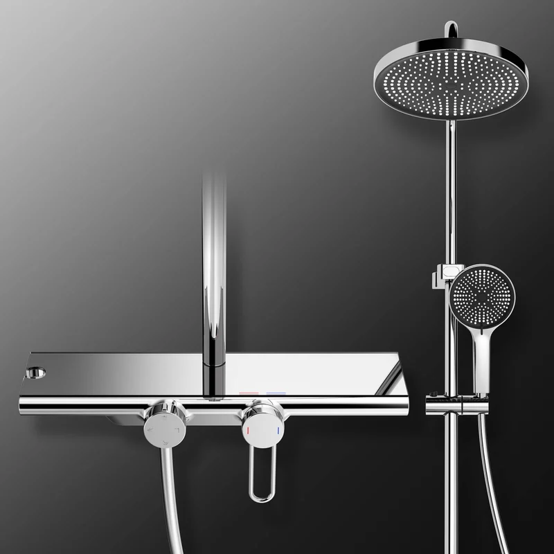 Homelody Duschsystem Chrom, Dusche Komplett mit Lagerregal