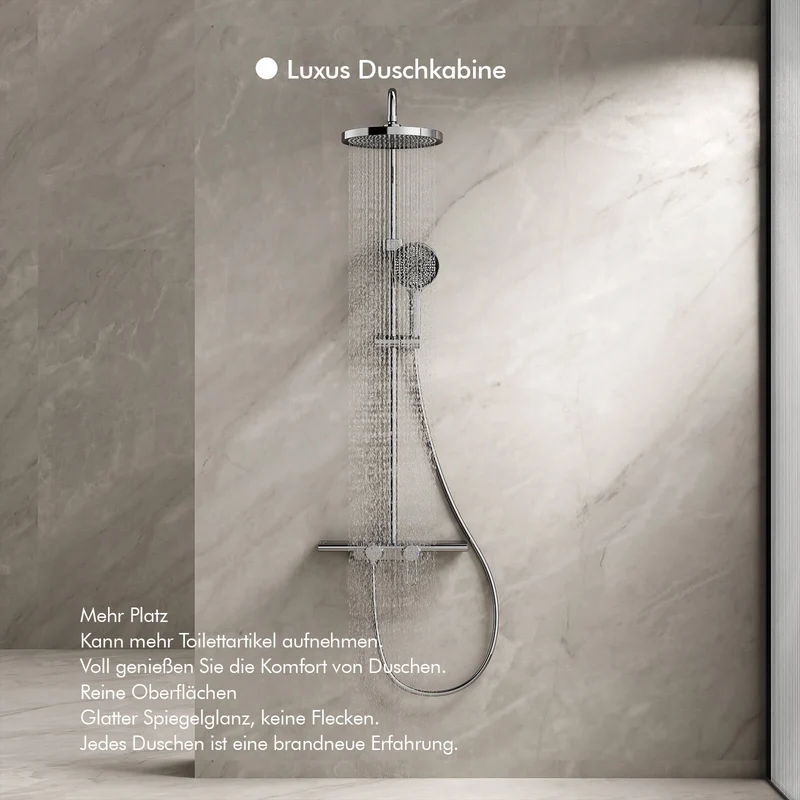 Homelody Duschsystem Chrom, Dusche Komplett mit Lagerregal