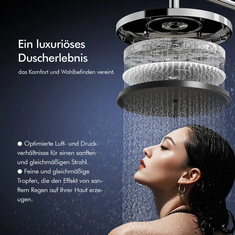 Homelody Duschsystem Chrom, Dusche Komplett mit Lagerregal