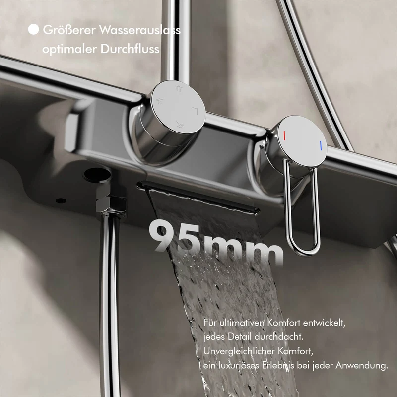 Homelody Duschsystem Chrom, Dusche Komplett mit Lagerregal