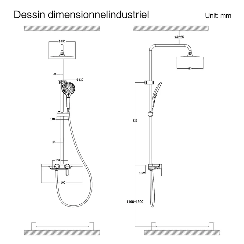 Homelody Duschsystem Chrom, Dusche Komplett mit Lagerregal