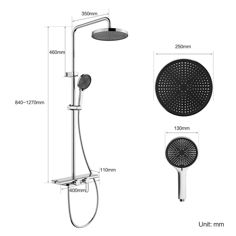 Homelody Duschsystem Chrom, Dusche Komplett mit Lagerregal