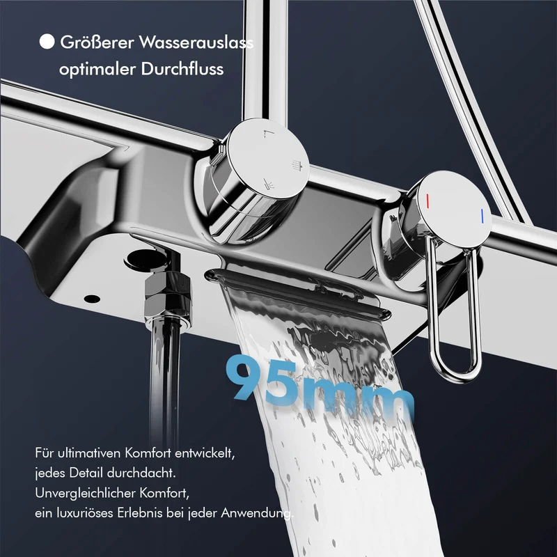 Homelody Duschsystem Chrom, Dusche Komplett mit Lagerregal