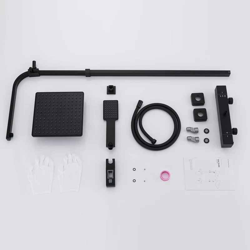 Homelody Duschsystem mit Thermostat Regendusche eckig höhe Duscharmatur