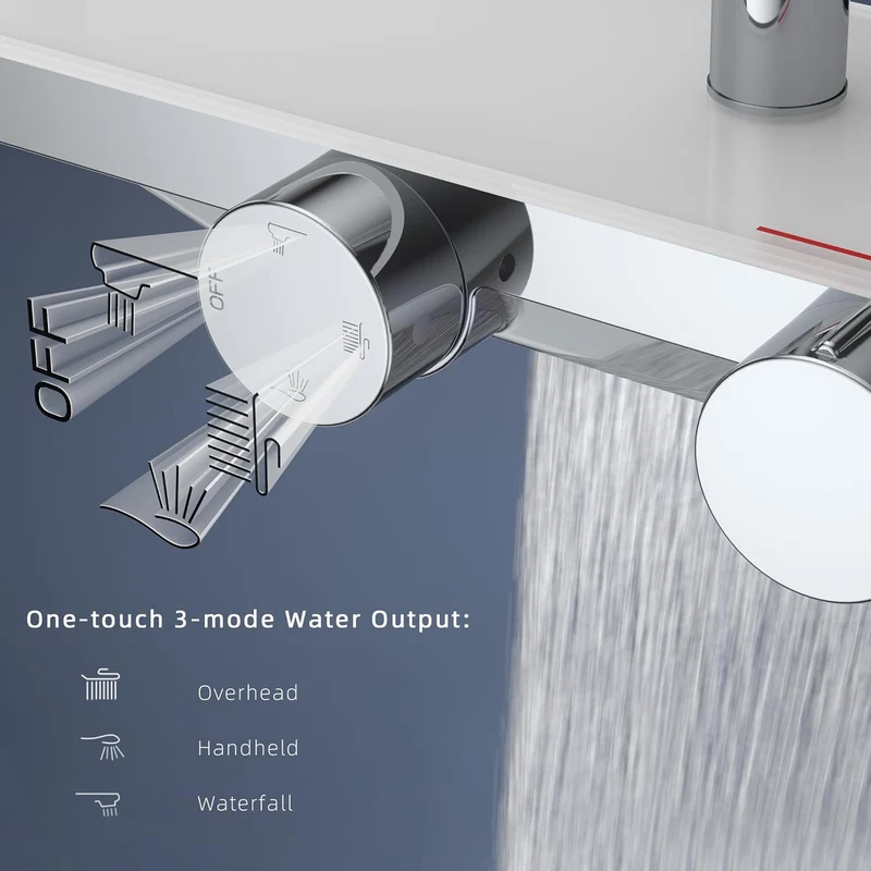 HOMELODY Duschsystem mit Thermostat und Glasablage - Duscharmatur Komplettset