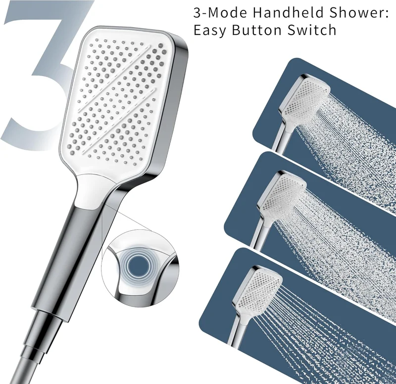 HOMELODY Duschsystem mit Thermostat und Glasablage - Duscharmatur Komplettset